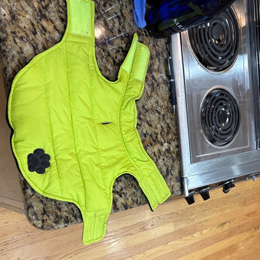 Vibrant Lime Dog Vest with Paw Detail